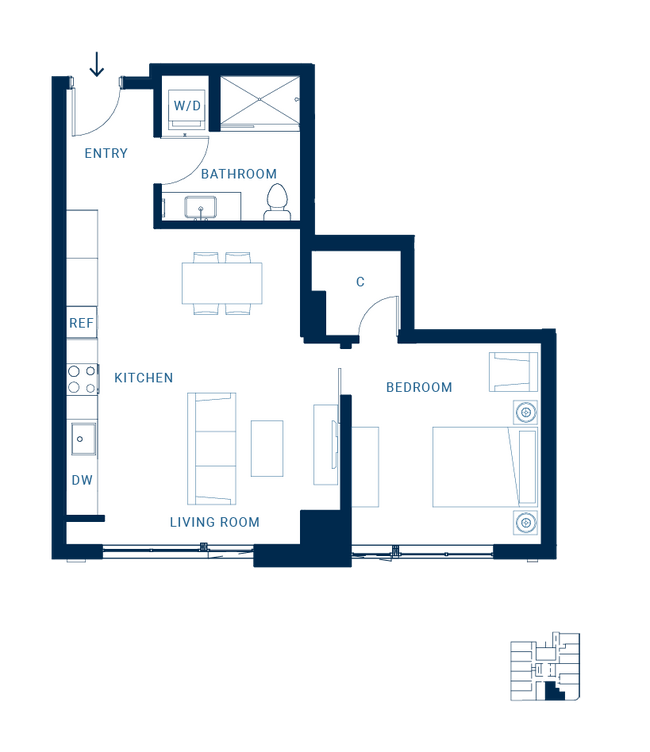 1x1 L 118 floor plan